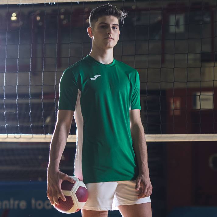 Joma 82P4R3132 أبيض أخضر قميص بأكمام قصيرة superliga رجال