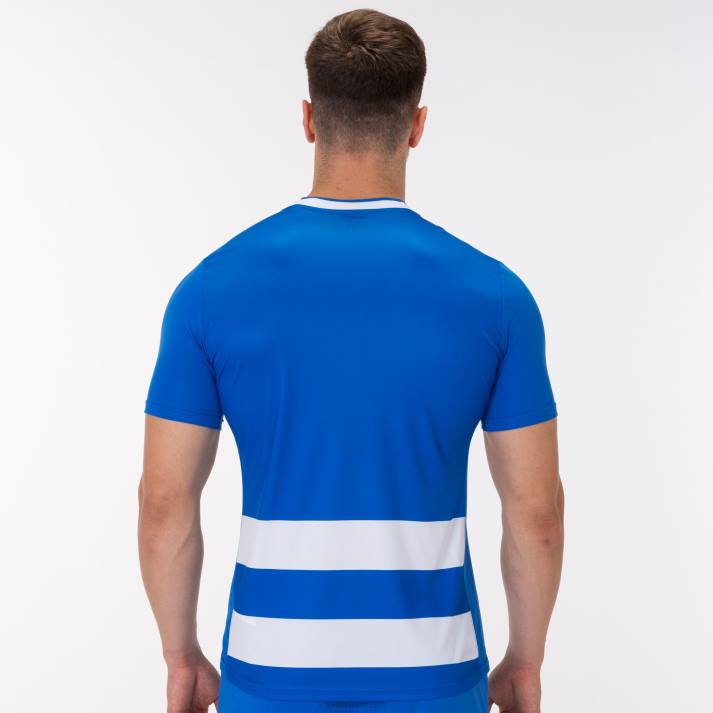 Joma 82P4R3133 أزرق ملكي أبيض قميص بأكمام قصيرة europa iv رجال