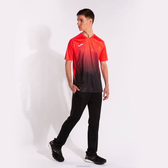 Joma 82P4R3172 المرجان الأسود الفلوري قميص بأكمام قصيرة النمر الرابع رجال