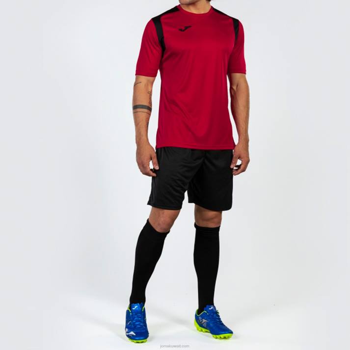Joma 82P4R3212 أحمر أسود بطولة قميص قصير الأكمام v رجال