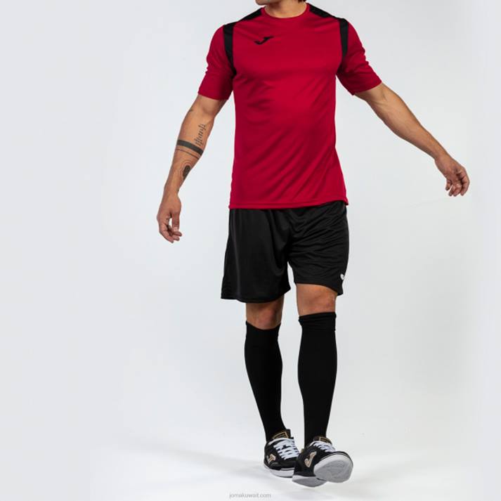 Joma 82P4R3212 أحمر أسود بطولة قميص قصير الأكمام v رجال