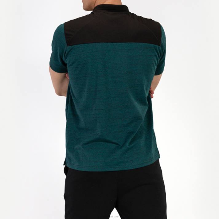 Joma 82P4R3217 أخضر أسود قميص بولو قصير الأكمام الفائز الثاني رجال