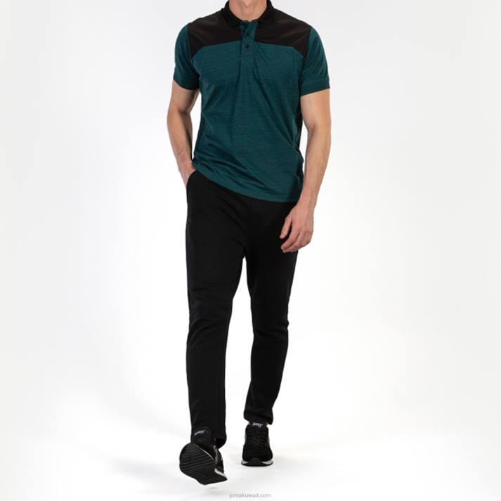 Joma 82P4R3217 أخضر أسود قميص بولو قصير الأكمام الفائز الثاني رجال