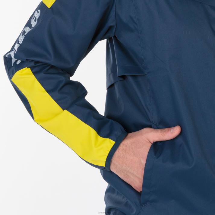 Joma 82P4R3223 الأزرق الداكن والأصفر بطولة سترة المطر الرابع رجال