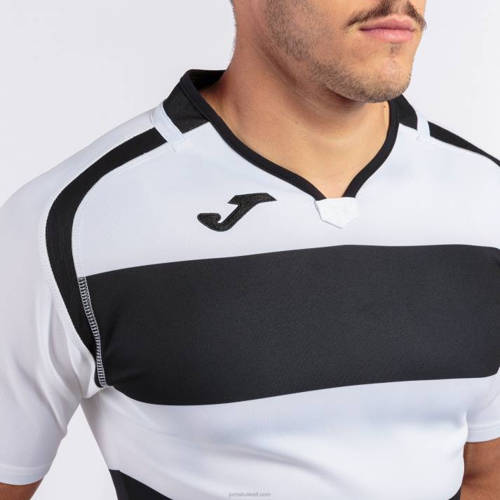 Joma 82P4R3228 أسود أبيض قميص قصير الأكمام prorugby الثاني رجال