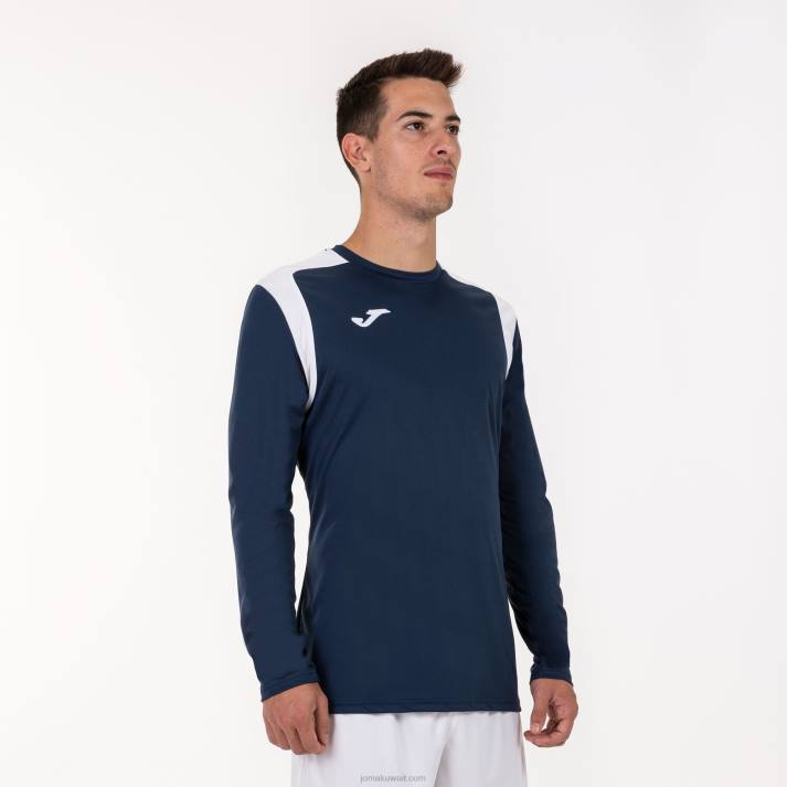 Joma 82P4R3243 الأزرق الداكن الأبيض بطولة القميص بأكمام طويلة v رجال