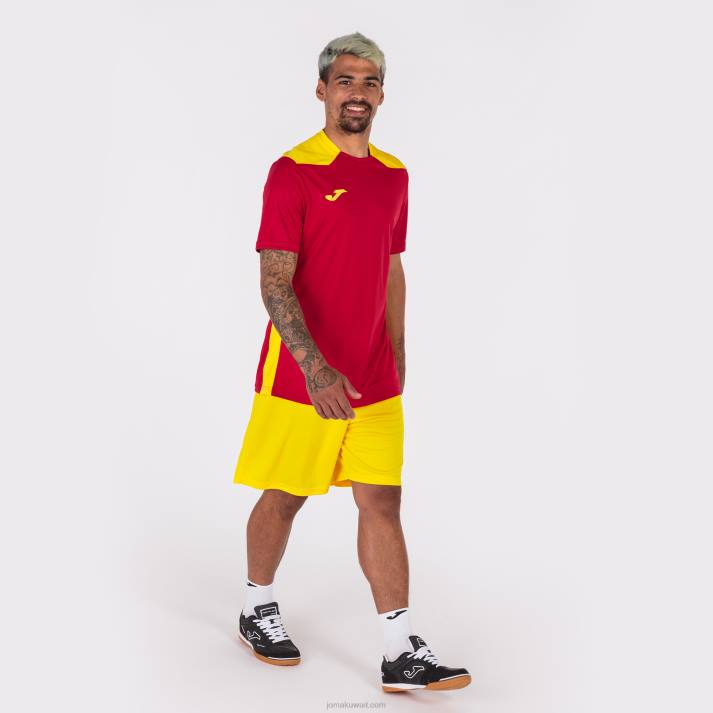 Joma 82P4R3259 احمر اصفر بطولة قميص قصير الأكمام سادسا رجال