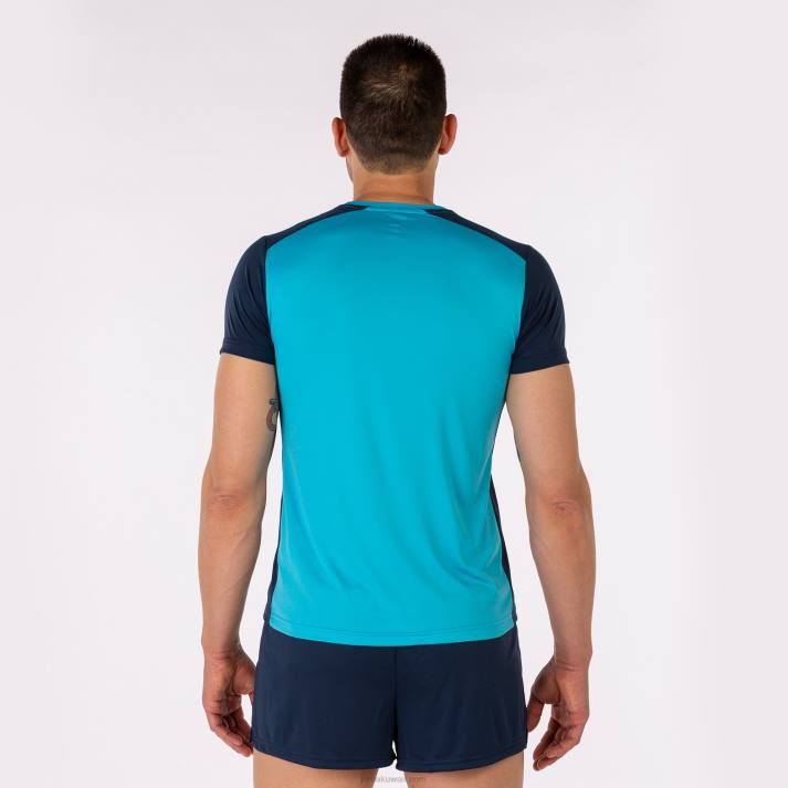 Joma 82P4R3262 الفلورسنت الفيروز الأزرق الداكن قميص قصير الأكمام سجل الثاني رجال