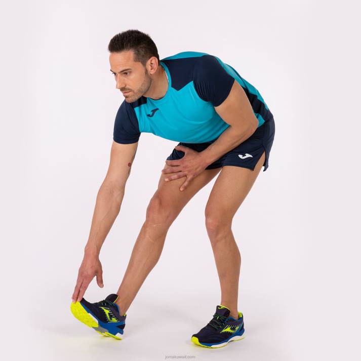 Joma 82P4R3262 الفلورسنت الفيروز الأزرق الداكن قميص قصير الأكمام سجل الثاني رجال