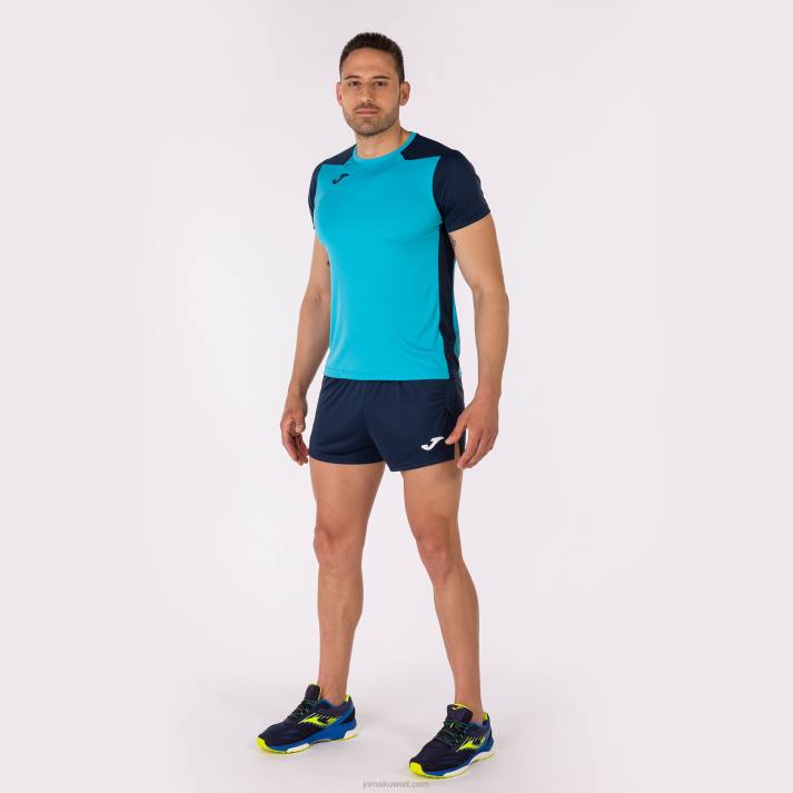 Joma 82P4R3262 الفلورسنت الفيروز الأزرق الداكن قميص قصير الأكمام سجل الثاني رجال