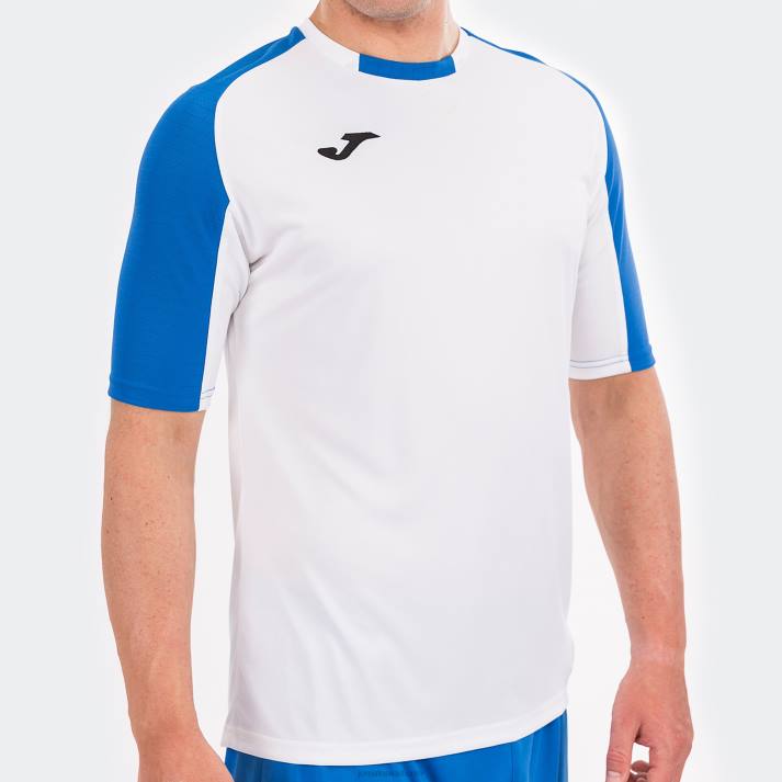 Joma 82P4R3276 أبيض أزرق ملكي قميص قصير الأكمام أساسي رجال