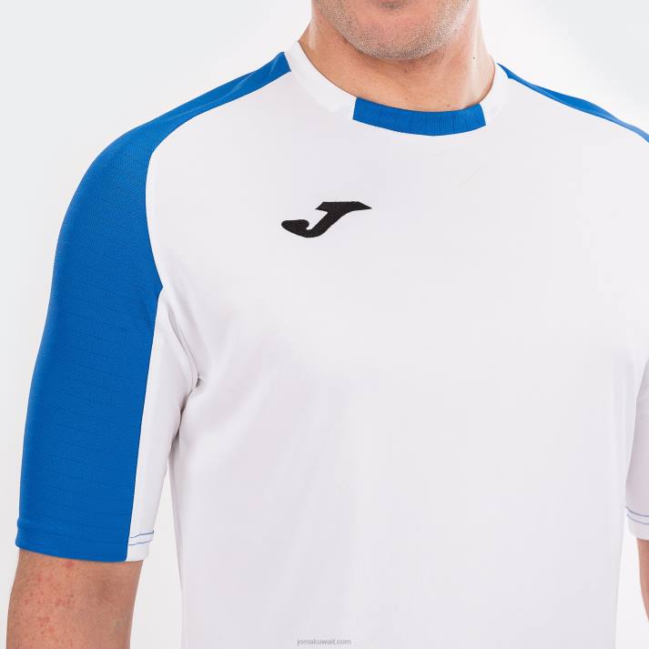 Joma 82P4R3276 أبيض أزرق ملكي قميص قصير الأكمام أساسي رجال