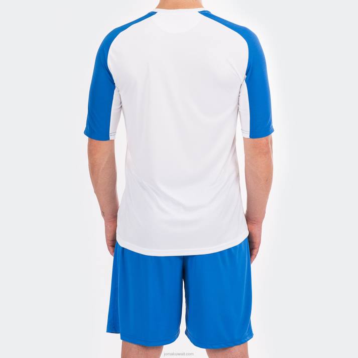 Joma 82P4R3276 أبيض أزرق ملكي قميص قصير الأكمام أساسي رجال