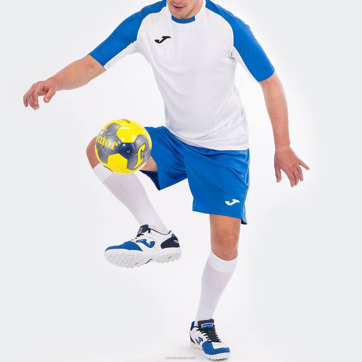 Joma 82P4R3276 أبيض أزرق ملكي قميص قصير الأكمام أساسي رجال