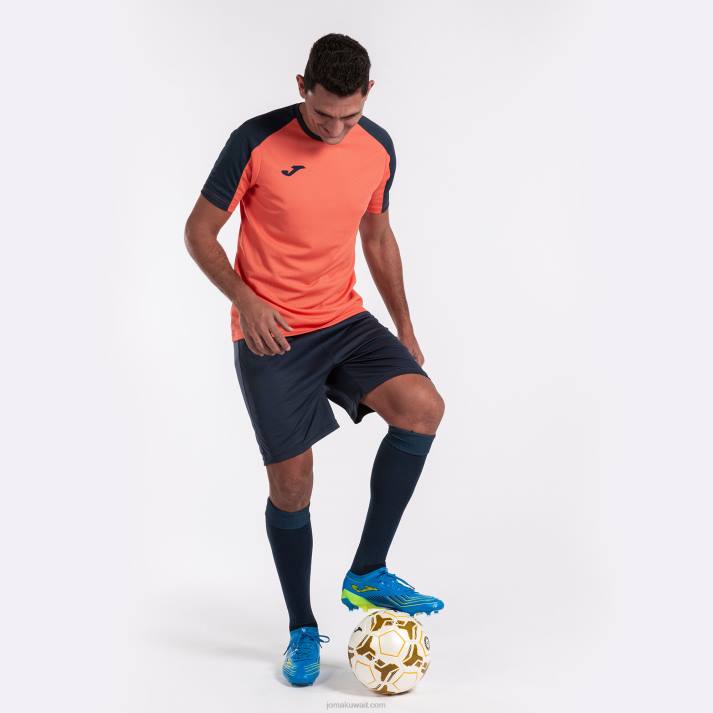 Joma 82P4R3289 الفلورسنت البرتقالي والأزرق الداكن قميص البطولة البيئية قصيرة الأكمام رجال