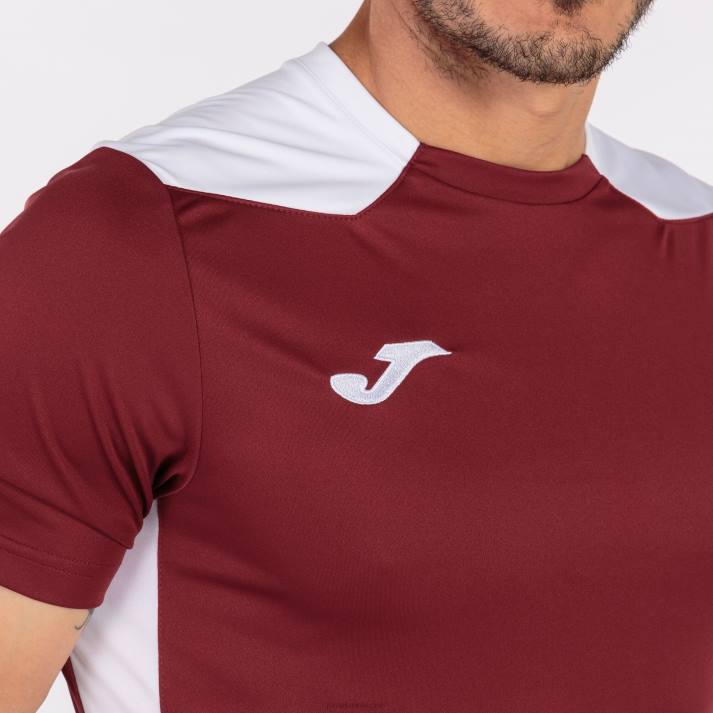 Joma 82P4R3298 بورجوندي أبيض بطولة قميص قصير الأكمام سادسا رجال