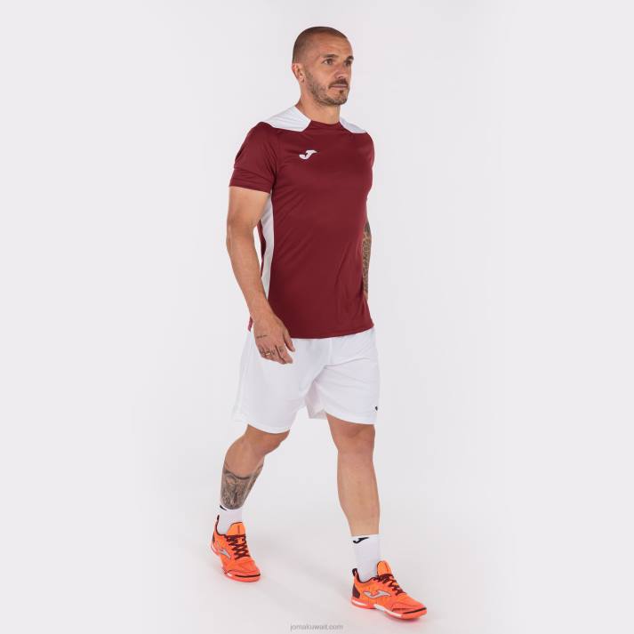 Joma 82P4R3298 بورجوندي أبيض بطولة قميص قصير الأكمام سادسا رجال
