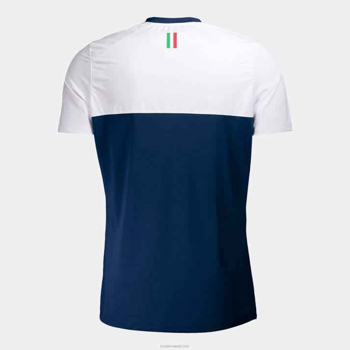 Joma 82P4R330 أبيض كحلي قميص الاتحاد الايطالى للتنس والباديل بأكمام قصيرة