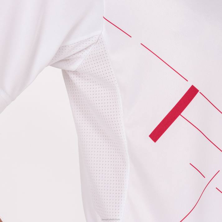 Joma 82P4R3333 أبيض أحمر قميص بأكمام قصيرة النمر الثالث رجال