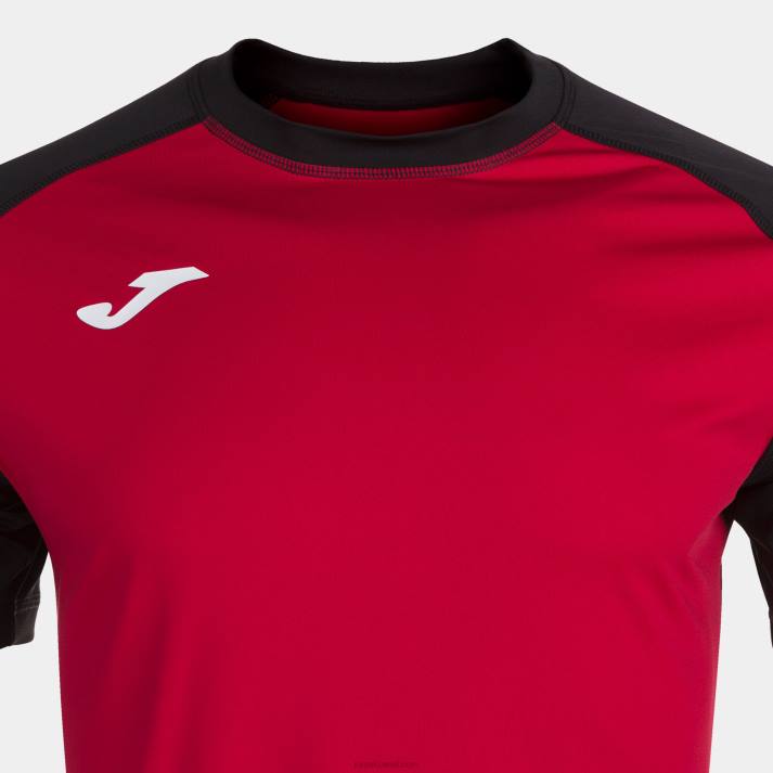 Joma 82P4R3337 أحمر أسود قميص قصير الأكمام للعمل الجماعي رجال