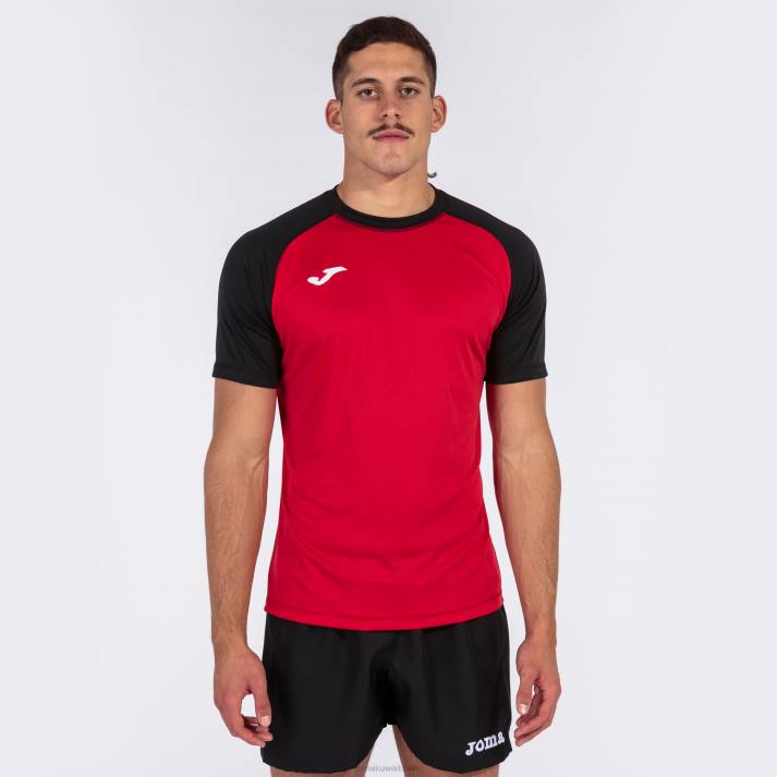 Joma 82P4R3337 أحمر أسود قميص قصير الأكمام للعمل الجماعي رجال
