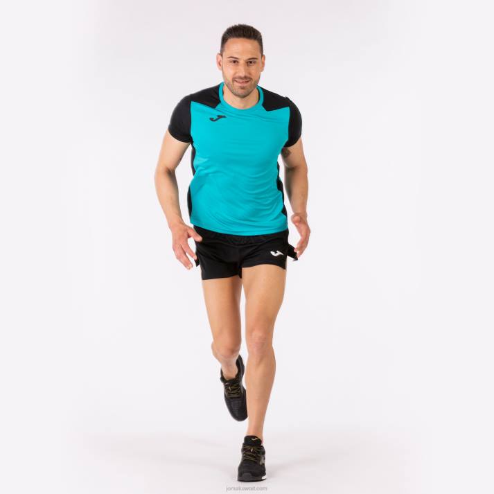 Joma 82P4R3346 الفيروز الأسود قميص قصير الأكمام سجل الثاني رجال