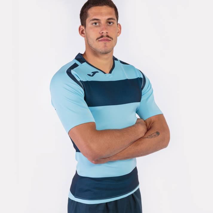 Joma 82P4R3359 الأزرق الداكن السماء الزرقاء قميص قصير الأكمام prorugby الثاني رجال