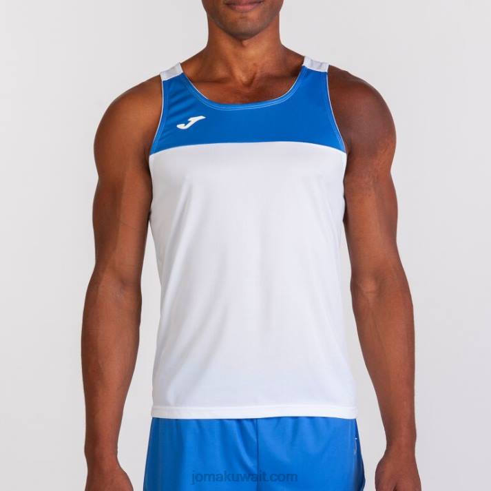 Joma 82P4R3380 أبيض أزرق ملكي سباق تي شيرت بلا أكمام رجال