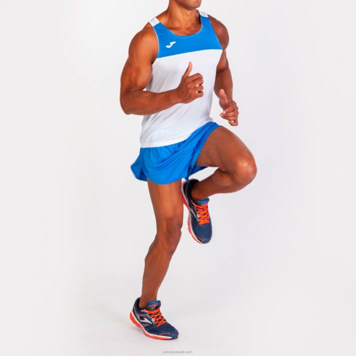 Joma 82P4R3380 أبيض أزرق ملكي سباق تي شيرت بلا أكمام رجال