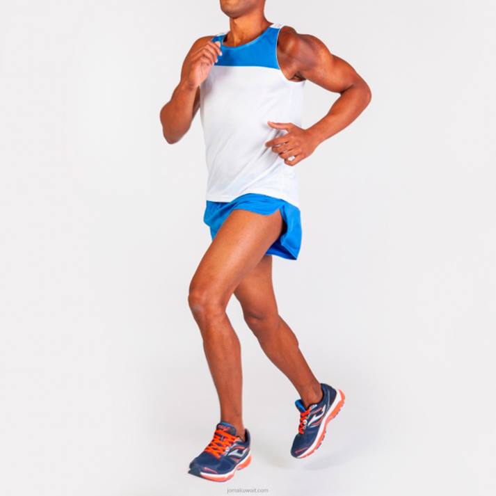 Joma 82P4R3380 أبيض أزرق ملكي سباق تي شيرت بلا أكمام رجال