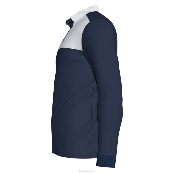 Joma 82P4R3383 الأزرق الداكن الأبيض قميص بولو طويل الأكمام الفائز الثاني رجال