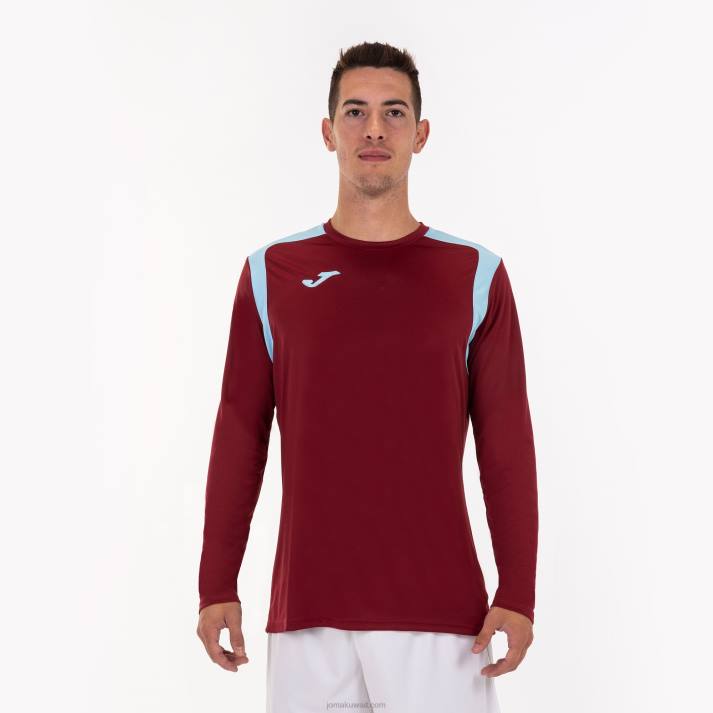 Joma 82P4R3397 بورجوندي السماء الزرقاء بطولة القميص بأكمام طويلة v رجال