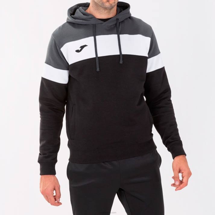 Joma 82P4R3429 أسود رمادي غامق طاقم سترة مقنعين رابعا رجال