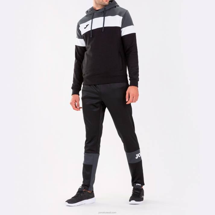 Joma 82P4R3429 أسود رمادي غامق طاقم سترة مقنعين رابعا رجال