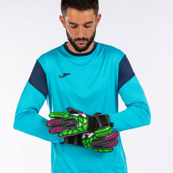 Joma 82P4R3451 أسود أخضر قفازات حارس مرمى كرة القدم الممتازة