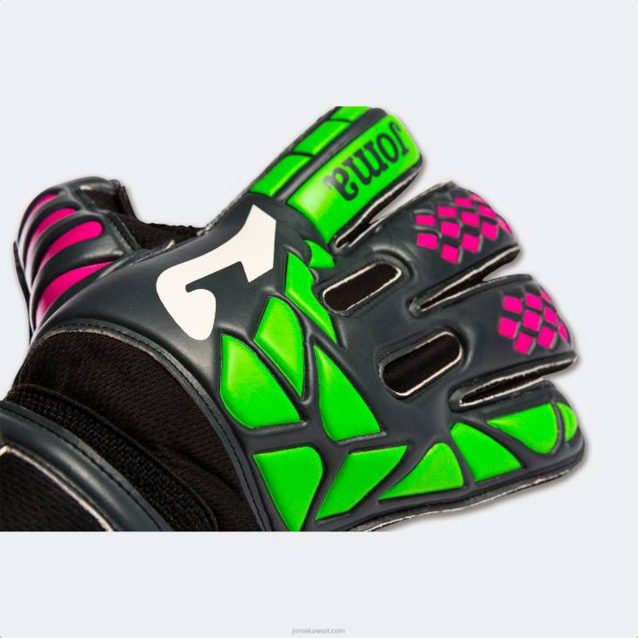 Joma 82P4R3451 أسود أخضر قفازات حارس مرمى كرة القدم الممتازة