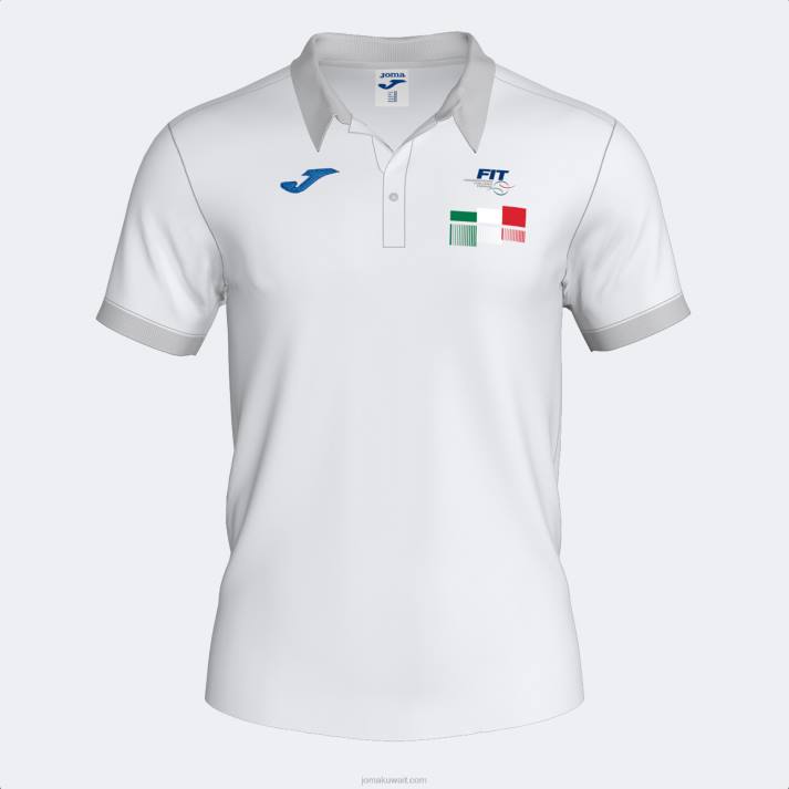 Joma 82P4R3457 أبيض قميص بولو قصير الاكمام لاتحاد التنس والباديل الايطالى