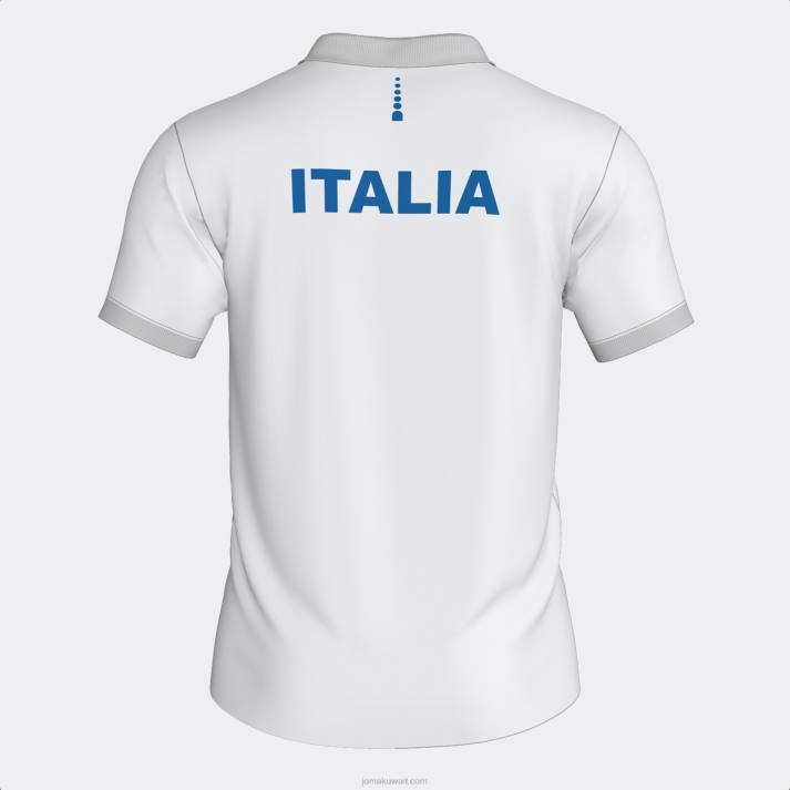 Joma 82P4R3457 أبيض قميص بولو قصير الاكمام لاتحاد التنس والباديل الايطالى