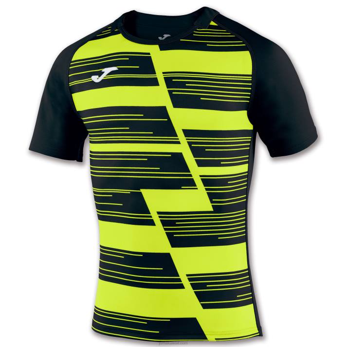 Joma 82P4R3465 أصفر مسود قميص بأكمام قصيرة هاكا رجال