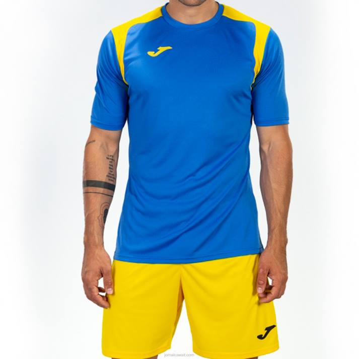 Joma 82P4R3468 الأزرق الملكي الأصفر بطولة قميص قصير الأكمام v رجال