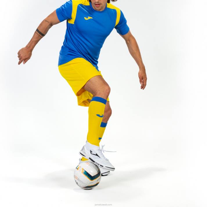 Joma 82P4R3468 الأزرق الملكي الأصفر بطولة قميص قصير الأكمام v رجال