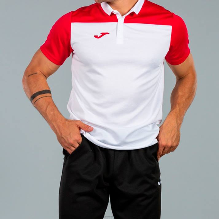 Joma 82P4R3480 أبيض أحمر قميص بولو بأكمام قصيرة هواية II رجال