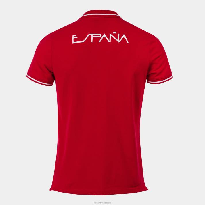 Joma 82P4R3484 احمر ابيض قميص بولو قصير الأكمام اللجنة الأولمبية الترفيهية الإسبانية