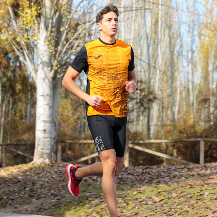 Joma 82P4R3486 برتقالة سوداء قميص قصير الأكمام النخبة الثامن رجال