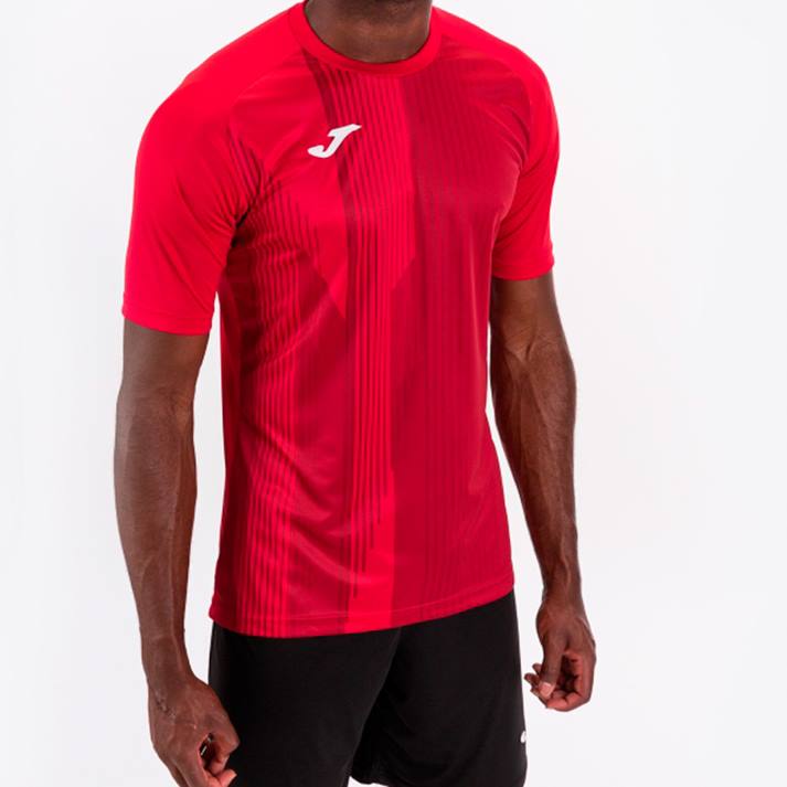 Joma 82P4R3529 أحمر قميص نمر كم قصير رجال