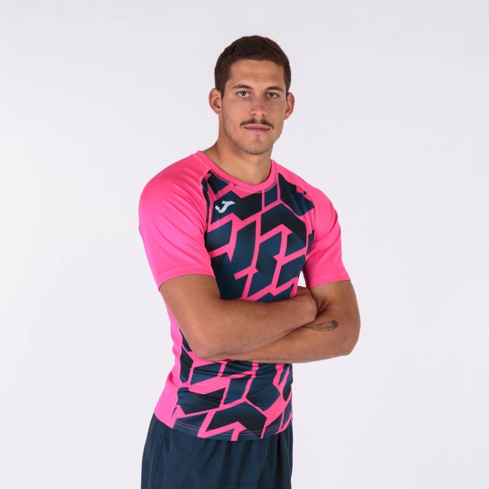 Joma 82P4R3553 الفلورسنت الوردي الأزرق الداكن قميص بأكمام قصيرة myskin iii رجال