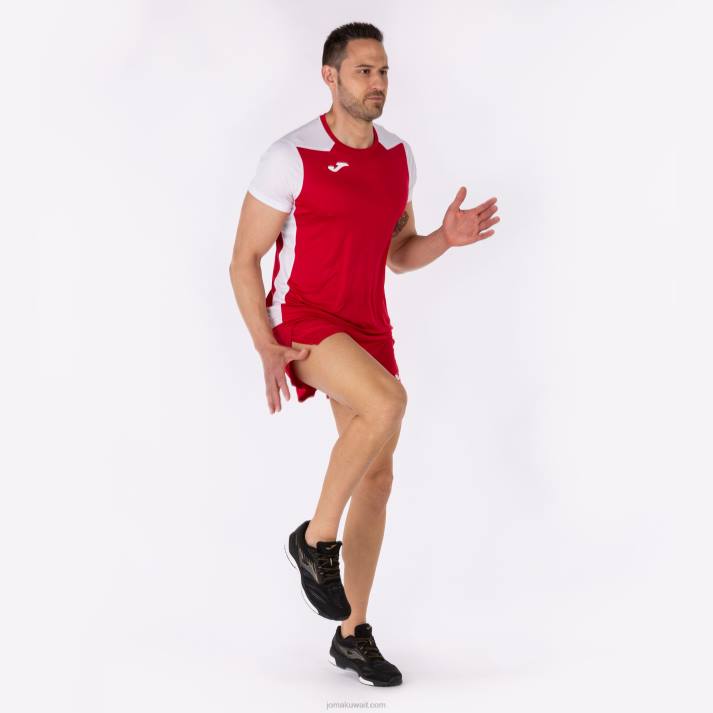 Joma 82P4R3554 احمر ابيض قميص قصير الأكمام سجل الثاني رجال