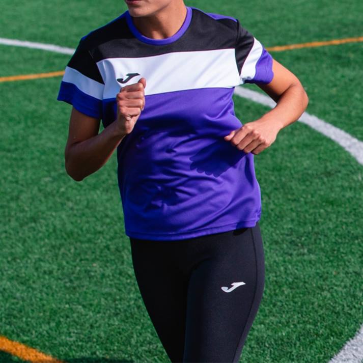 Joma 82P4R3597 أرجواني أسود أبيض قميص بأكمام قصيرة طاقم رابعا نحيف