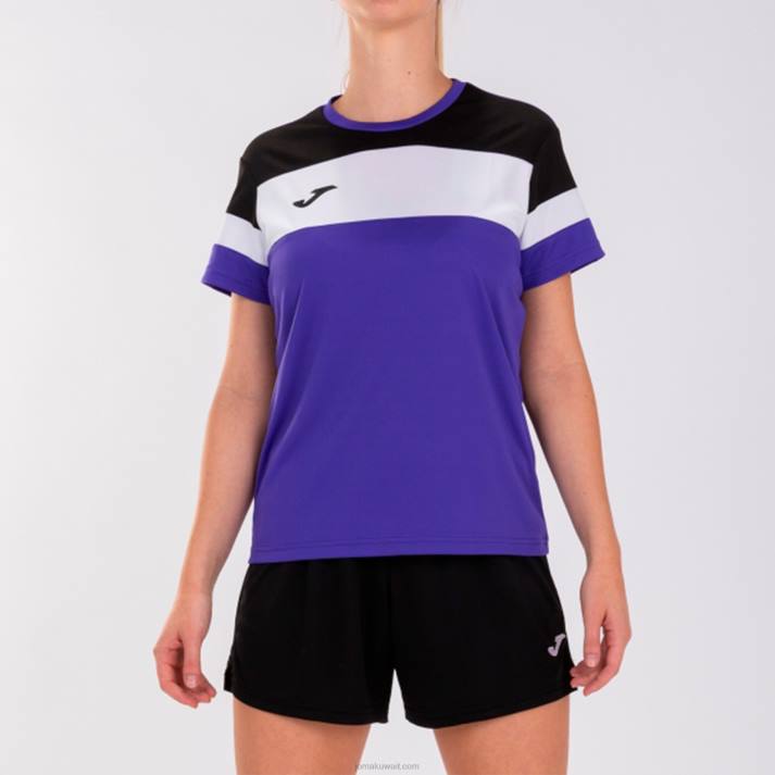 Joma 82P4R3597 أرجواني أسود أبيض قميص بأكمام قصيرة طاقم رابعا نحيف