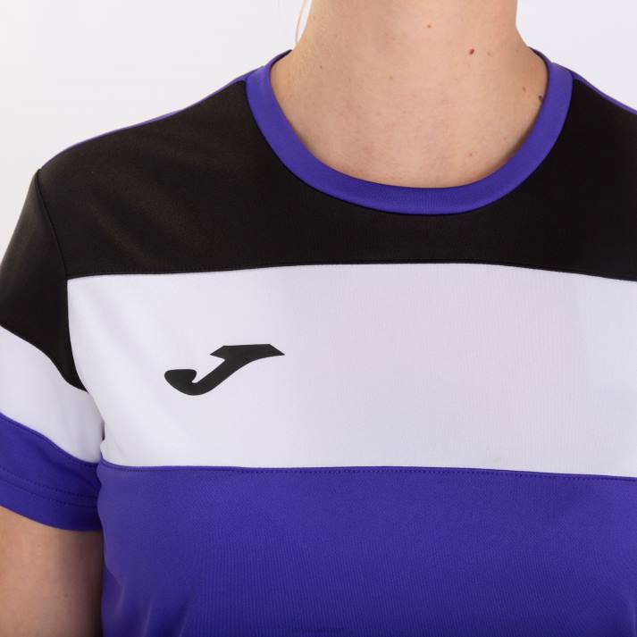 Joma 82P4R3597 أرجواني أسود أبيض قميص بأكمام قصيرة طاقم رابعا نحيف